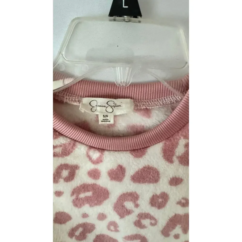 Jessica Simpson Girls Pullover Pink and White Leopard Print -Size 5/6